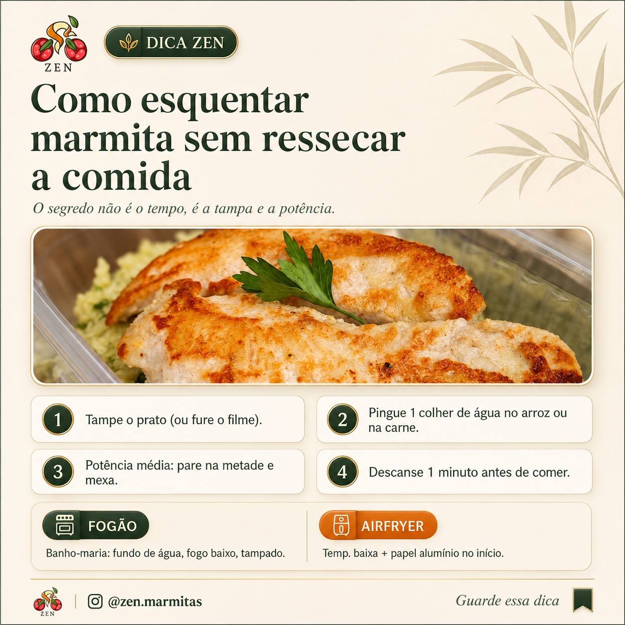 Marmita sendo esquentada no micro-ondas com a tampa entreaberta para não ressecar a comida